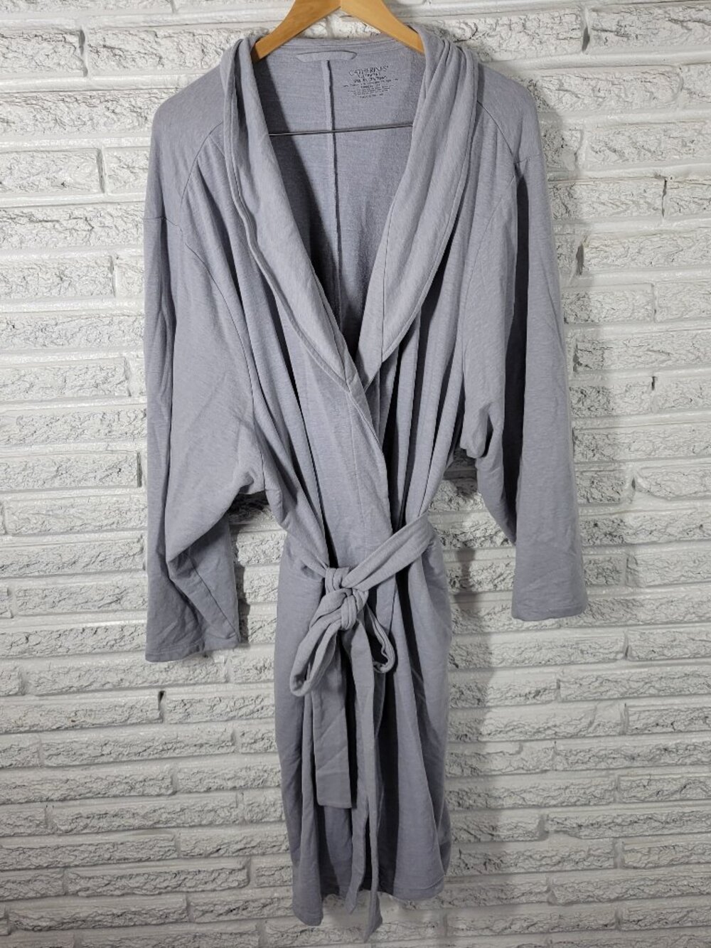Catherines Womens 5X Plus Gray Cotton Blend Long Sleeve‎ Belted Robe SWE123E